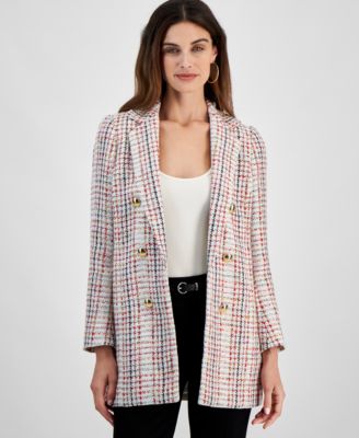 Anne Klein - Women's Tweed Faux Double-Breasted Jacket
