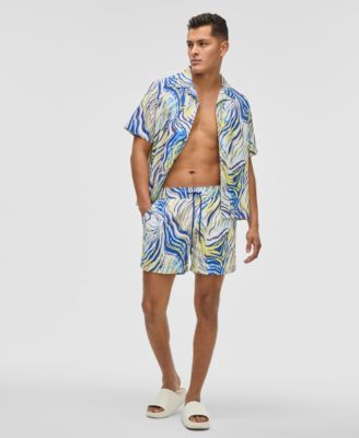 Mode of One - Men's Retro Wave Regular-Fit Printed Swim Trunks