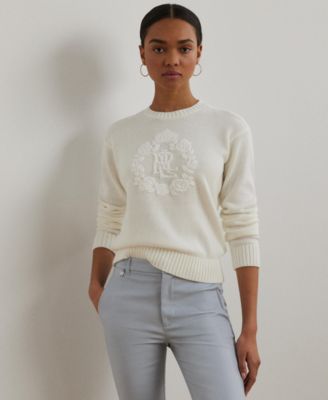 Lauren Ralph Lauren - Women's Floral-Logo Combed Cotton Sweater