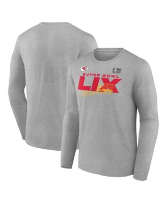 Fanatics - Men's Heather Gray Kansas City Chiefs Super Bowl LIX Long Sleeve T-Shirt