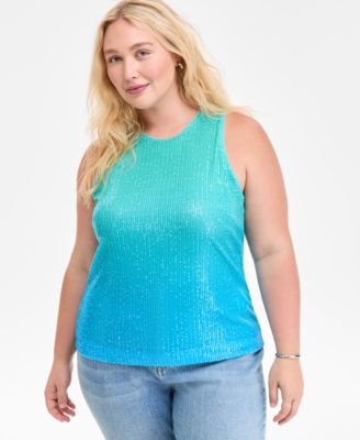 On 34th - Plus Size Ombr&eacute; Sequin Sleeveless Tank