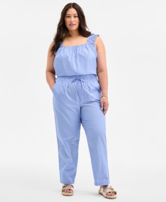On 34th - Plus Size Striped High-Rise Pull-On Pants