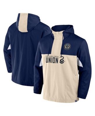 Fanatics - Men's Navy Philadelphia Union Free Kick Woven Quarter-Zip Hoodie Jacket