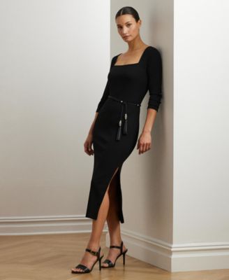 Lauren Ralph Lauren - Women's Rib-Knit Long-Sleeve Midi Dress
