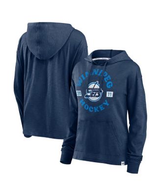 Fanatics - Women's Heather Navy Winnipeg Jets Faded Pullover Hoodie