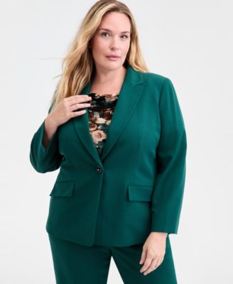 Kasper - Plus Size Stretch Crepe One-Button Jacket