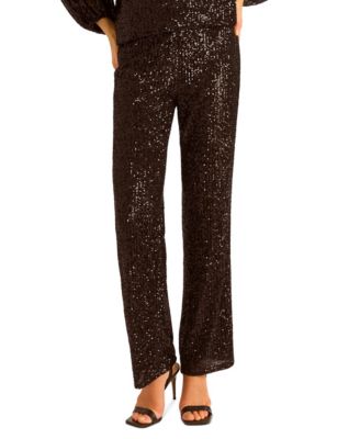 Vince Camuto - Women's Pull-On Sequined Flared Pants