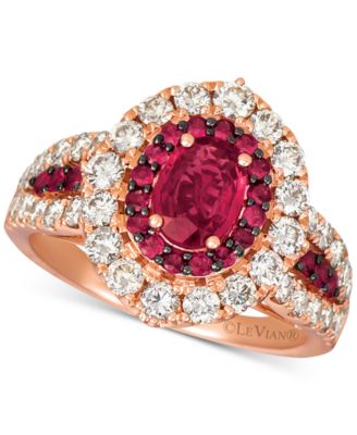 Le Vian - Ruby (1-1/5 ct. t.w.) & Diamond (1-1/4 ct. t.w.) Ring in 14k Rose Gold (Also available in Yellow Gold or White Gold)