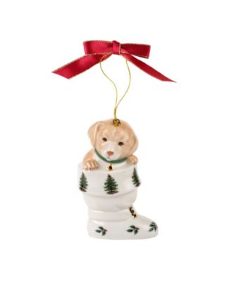 Spode - Christmas Tree Puppy In Boot Ornament
