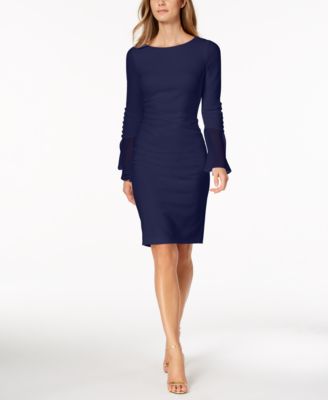 Calvin Klein - Chiffon-Bell-Sleeve Sheath Dress