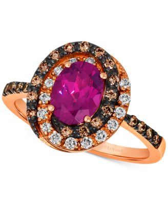 Le Vian - Raspberry Rhodolite (1-3/8 ct. t.w.) & Diamond (3/8 ct. t.w.) Halo Ring in 14k Rose Gold