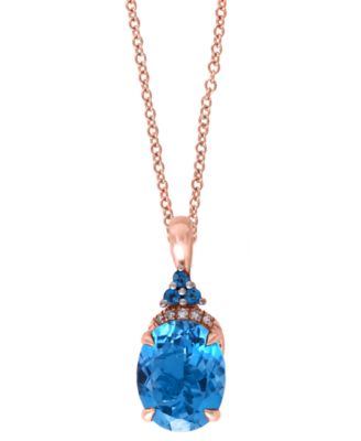 EFFY Collection - London Blue Topaz (3-1/6 ct. t.w.) & Diamond Accent Oval 18" Pendant Necklace 14k Rose Gold