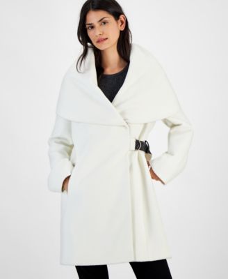 Via Spiga - Women's Belted Hooded Shawl Wrap Coat
