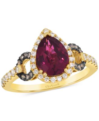 Le Vian - Rhodolite (2-1/10 ct. t.w.) & Diamond (3/8 ct. t.w.) Pear-Shape Halo Ring in 14k Yellow Gold