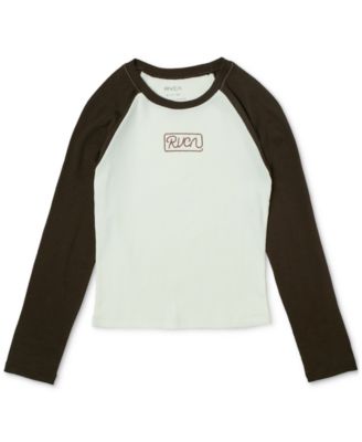 RVCA - Juniors' Classic Logo Raglan-Long-Sleeve T-Shirt