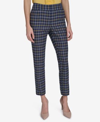 Tommy Hilfiger - Women's Plaid-Print Slim-Fit Ankle Pants