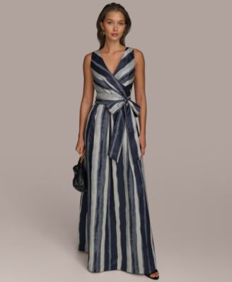 Donna Karan New York - Women's Striped Belted Gown