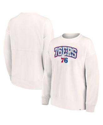 Fanatics - Women's  White Philadelphia 76ers Tonal Leopard Pullover Sweatshirt