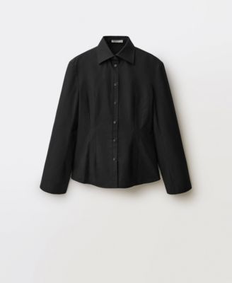 MANGO - Women's Cuffless Sleeve Detail Fitted Shirt