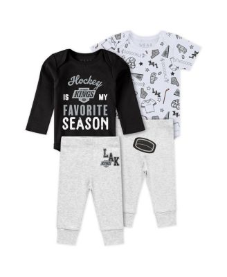 WEAR by Erin Andrews - Baby Boys and Girls Los Angeles Kings Turn Me Around Bodysuits Pants 3-Piece Set