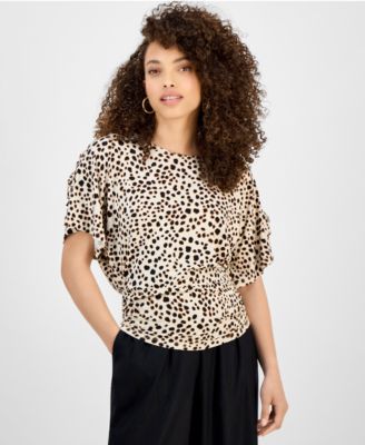 I.N.C. International Concepts - Petite Scoop-Neck Ruched Top