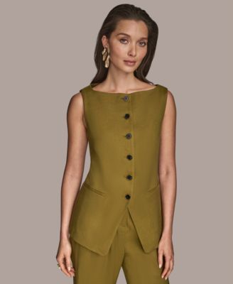 Donna Karan New York - Women's Linen-Blend Vest, Regular & Petite