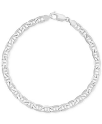 Italian Gold - Lightweight Polished Mariner Link Chain Link 8.5" Bracelet (5.5mm) in 14k White Gold