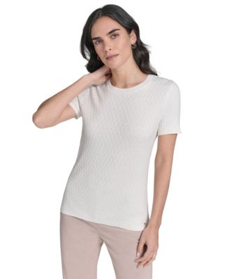 Calvin Klein - Petite Crewneck Textured Knit Sweater