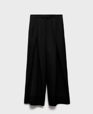 MANGO - Women's Wide Leg Pleated Pants