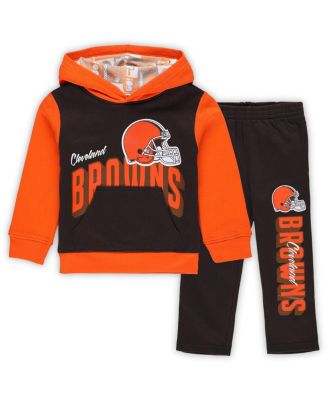 Outerstuff - Toddler Brown Cleveland Browns Coin Toss Pullover Fleece Hoodie Pants Set