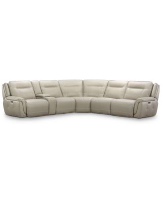 Furniture - Lenardo 6-Pc. Leather Sectional with 2 Power Recliners and Console