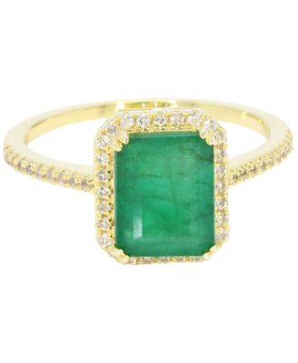 Macy's - Emerald (2-3/4 ct. t.w.) & White Sapphire (1/4 ct. t.w.) Halo Ring in 14k Gold (Also in Sapphire)