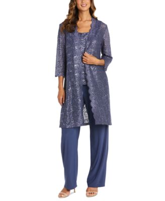 R & M Richards - 3-Pc. Sequined Lace Pantsuit & Jacket