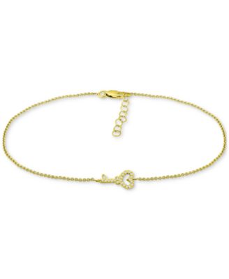 Giani Bernini - Cubic Zirconia Heart Key Ankle Bracelet
