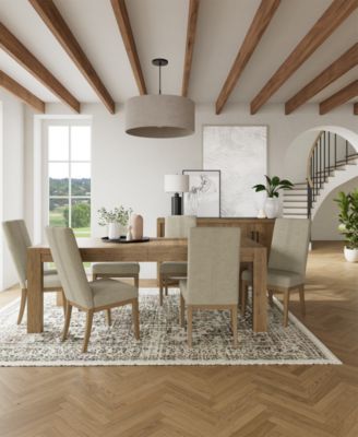 Furniture - Davie Rectangle Dining 7pc Set (Table + 6 Upholstered Side Chair)