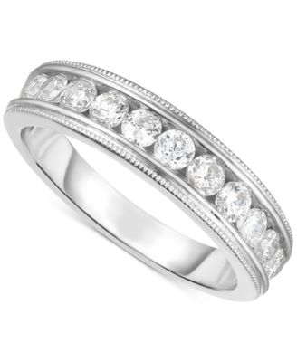Macy's - Diamond Channel-Set Milgrain Band (3/4 ct. t.w.) in 14k White Gold
