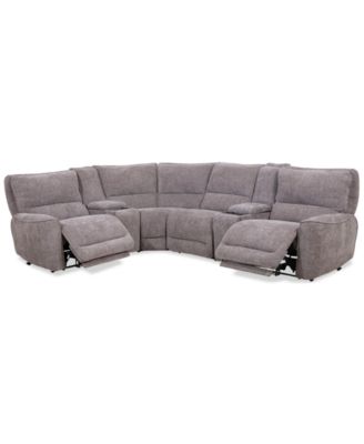 Furniture - Deklyn 129" 6-Pc. Fabric Sectional with 2 Power Recliners & 2 Consoles