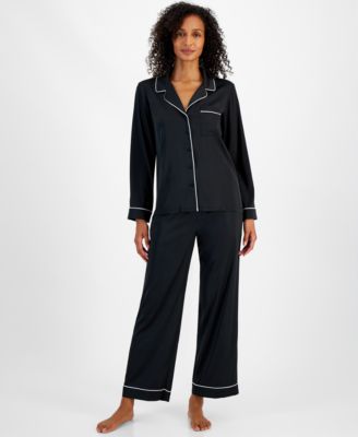 I.N.C. International Concepts - Women's 2-Pc. Piped-Trim Satin Pajamas Set