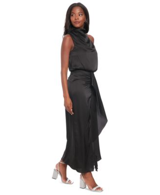 Muse - Women's Draped-Front Charmeuse Maxi Skirt