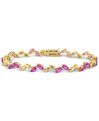 Macy's - Lab-Created Pink Sapphire & Polished Marquise Link Bracelet (9-1/2 ct. t.w.)