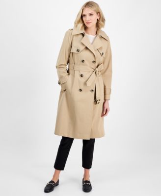 London Fog - Women's Double-Breasted Hooded Belted Trench Coat