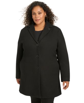 Calvin Klein - Plus Size Notched-Collar Single-Breasted Coat