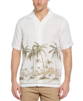 Cubavera - Men's Short Sleeve Button-Front Palm Print Border Camp Shirt