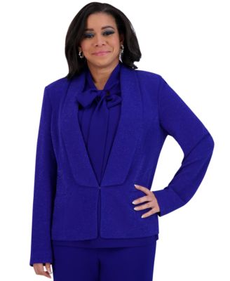 Kasper - Women's Shawl-Collar Long-Sleeve Glitter Jacket
