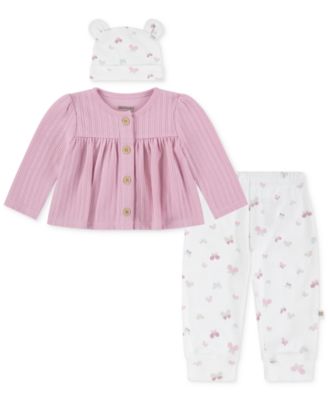 Huggies - Baby Girls Cotton Cardigan, Pants & Hat, 3 Piece Set