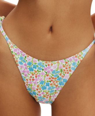 COTTON ON - Women's Floral-Print Side-Tie Brazilian Bikini Bottoms