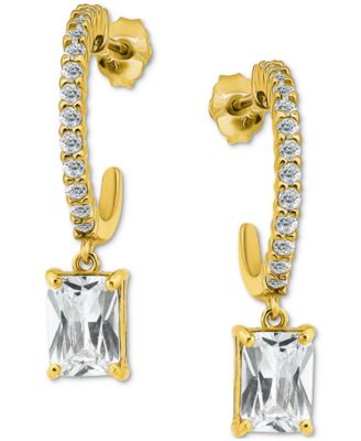 Giani Bernini - Cubic Zirconia Charm Hoop Earrings (3-5/8 ct. t.w.) in 18k Gold-Plated Sterling Silver