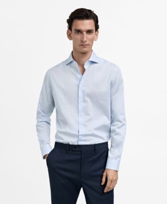 MANGO - Men's EU Slim-Fit Thousand Striped Dress Shirt