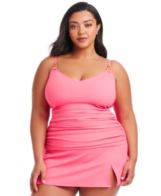 Bleu by Rod Beattie - Plus Size Pique Ole Tankini Top & Skirted Bottoms