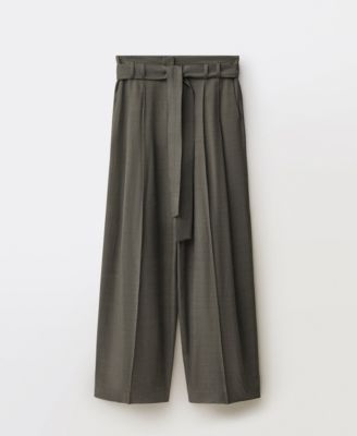 MANGO - Women's Belted Clips Suit Trousers